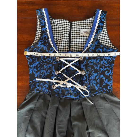 Edelweiss Barvarian Dirndl Dress Blue & Black -Dress Only Sz S Cottagecore Dress - Picture 8 of 11